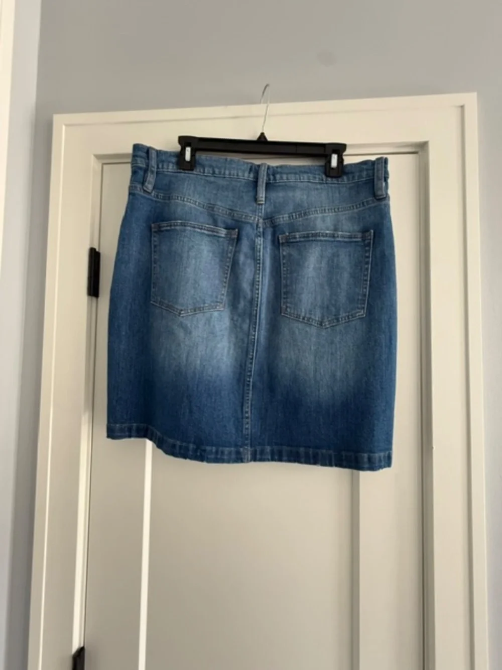 NWT J. Crew Button Front Blue Denim Jean Skirt Medium Wash Size 32